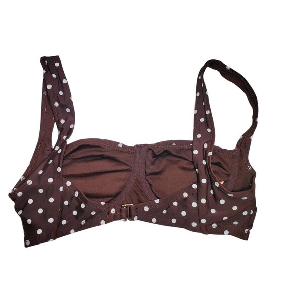 Time and Tru Women's Brown White Polka Dot Retro Pinup Underwire Bra Bikini Sz M - Picture 3 of 3